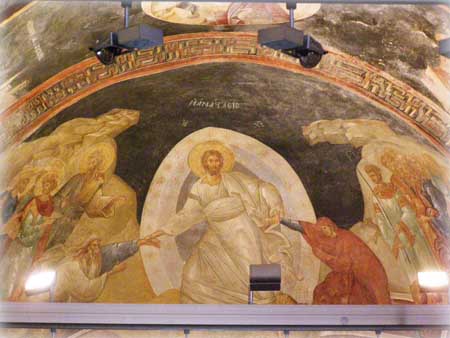 Монастырь Хора. Фрагмент фрески Воскрешения Адама и Евы