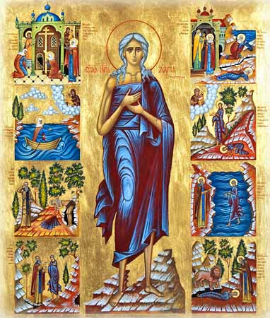 Преп. Мария Египетская. Икона с житием